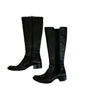 Born Black Leather Zip Knee High Riding Boots Size7.5 Style‎ B51403 Western